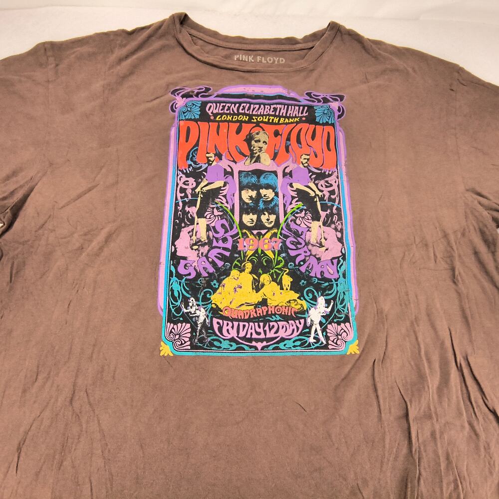 Pink Floyd Band Graphic Short Sleeve Crew Neck T Shirt Adult Mens Size 2XL Brown